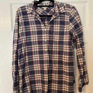 J Crew Red, White, and Cream Plaid Button Down